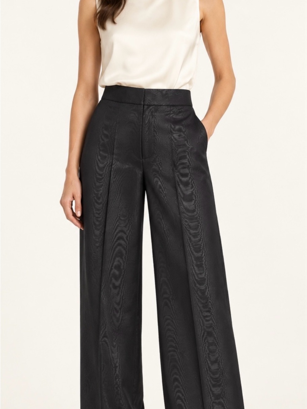 Antonio Melani Black Moiré Wide Leg Dress Pants Women’s Size 2 High Rise